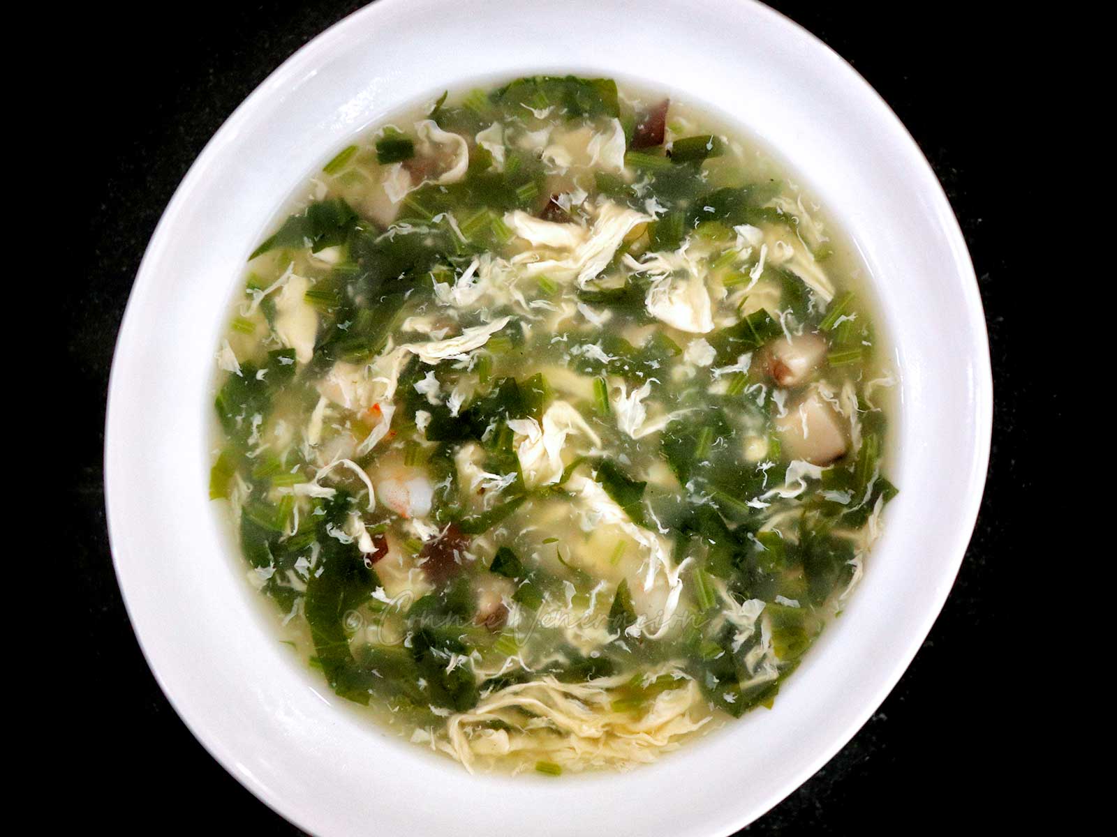 Chinese spinach (amaranth) egg drop soup