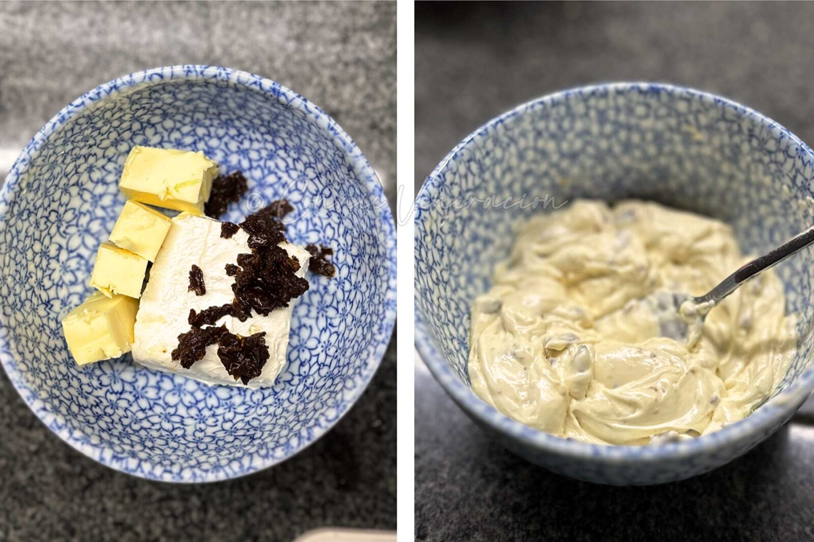 Butter, sun-dried tomatoes and cream cheese