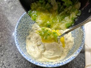 Cream cheese, sun-dried tomatoes, garlic and scallion dip