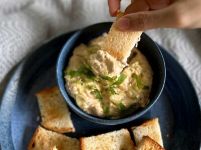 Cream cheese, sun-dried tomatoes, garlic and scallion dip