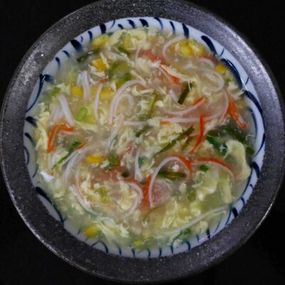 Kani and corn egg drop soup
