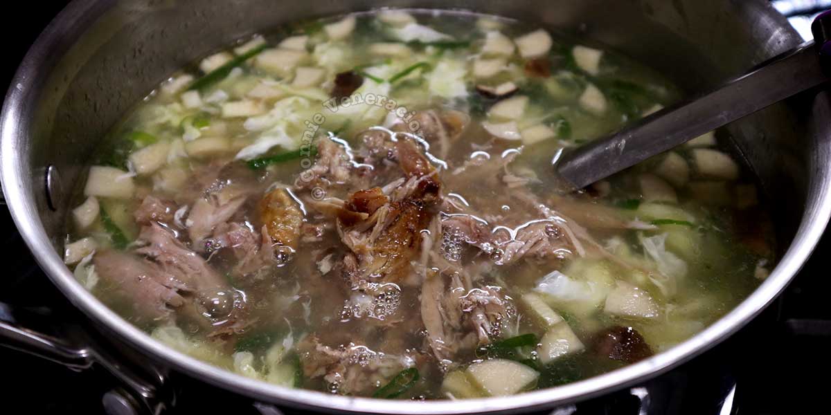 Leftover roast duck egg drop soup