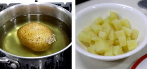 Boiled potato cut into cubes