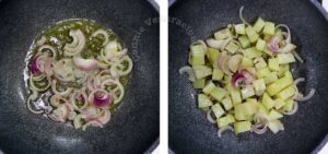 Sauteeing onion and potatoes in butter