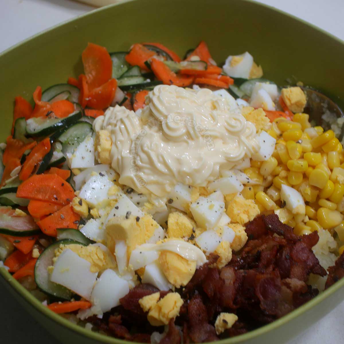 Japanese potato salad before tossing