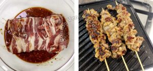 Grilling marinated beef