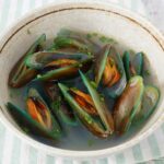 Mussel soup with ginger scallion broth