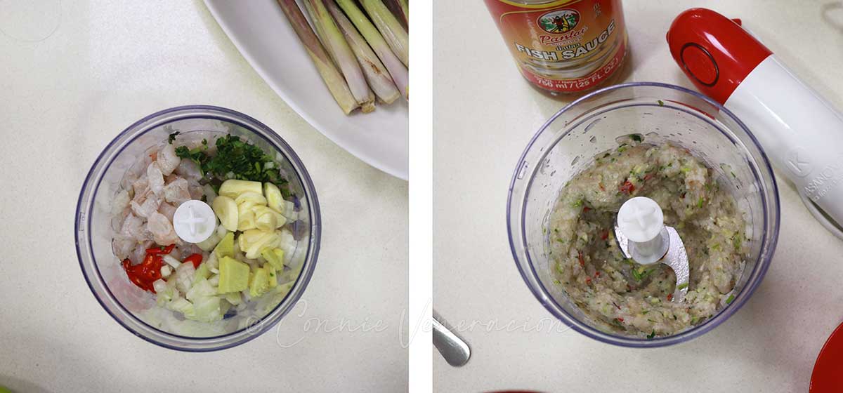 Ingredients for shrimp lemongrass skewers