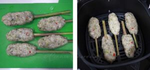 Shrimp lemongrass skewers before air frying