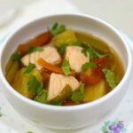 Vietnamese-style sweet sour salmon soup