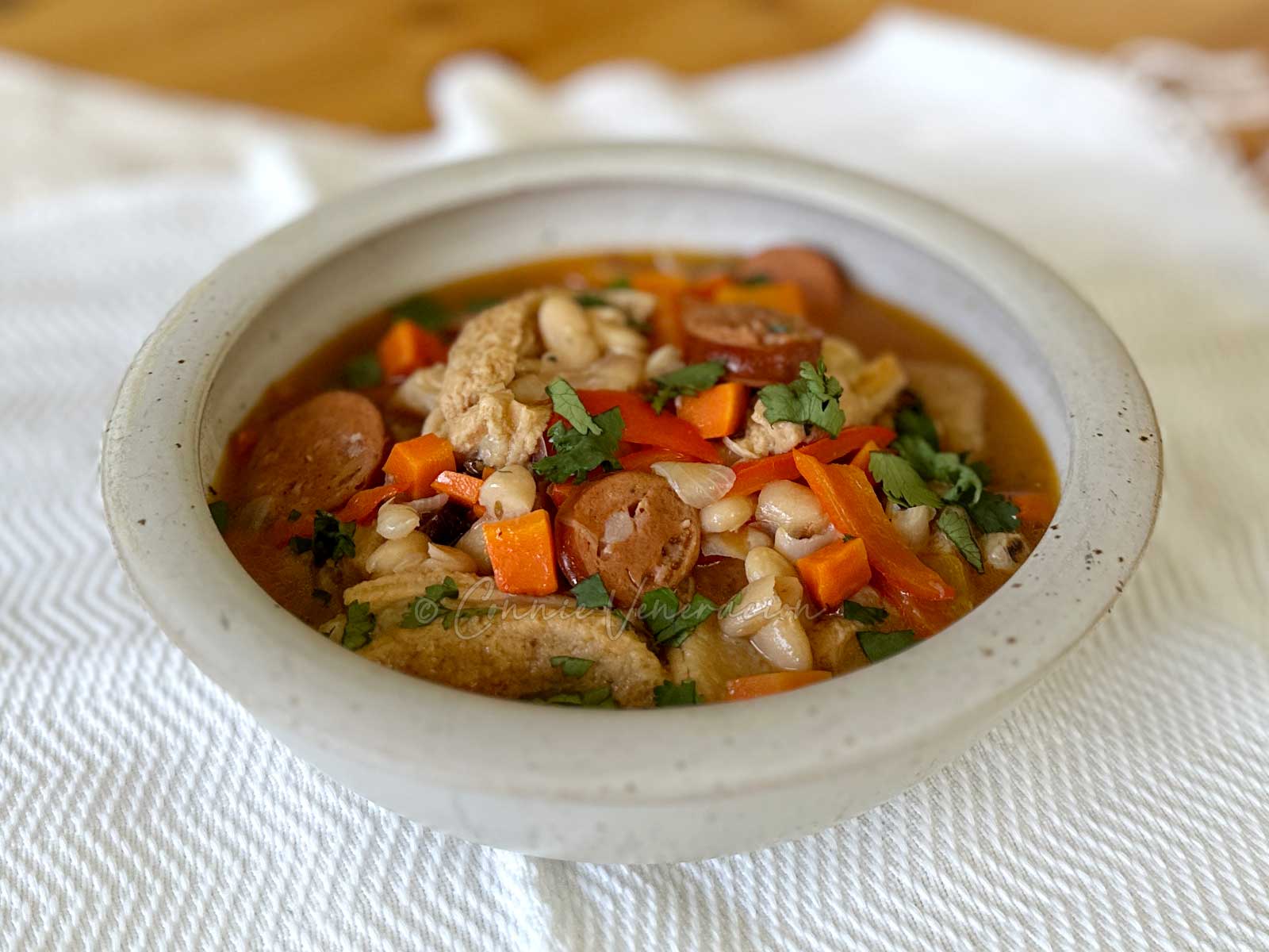 Beef tripe, sausage and bean soup