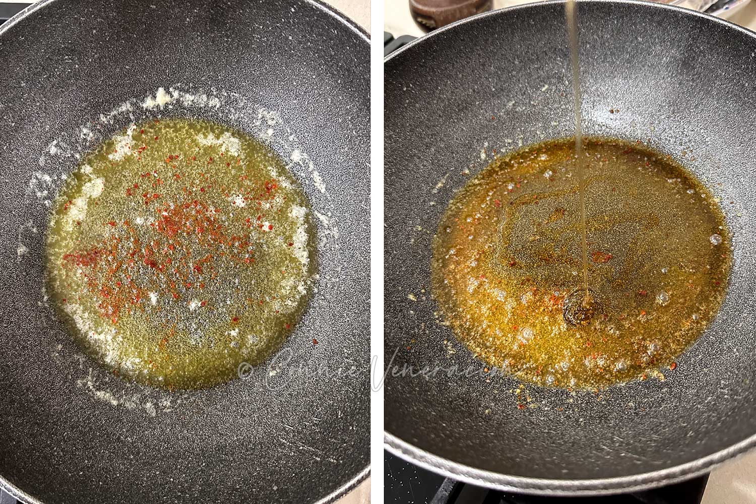 Mixing melted butter and honey