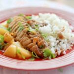 Pineapple orange duck in white wine sauce