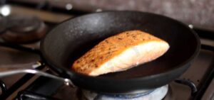 Searing salmon