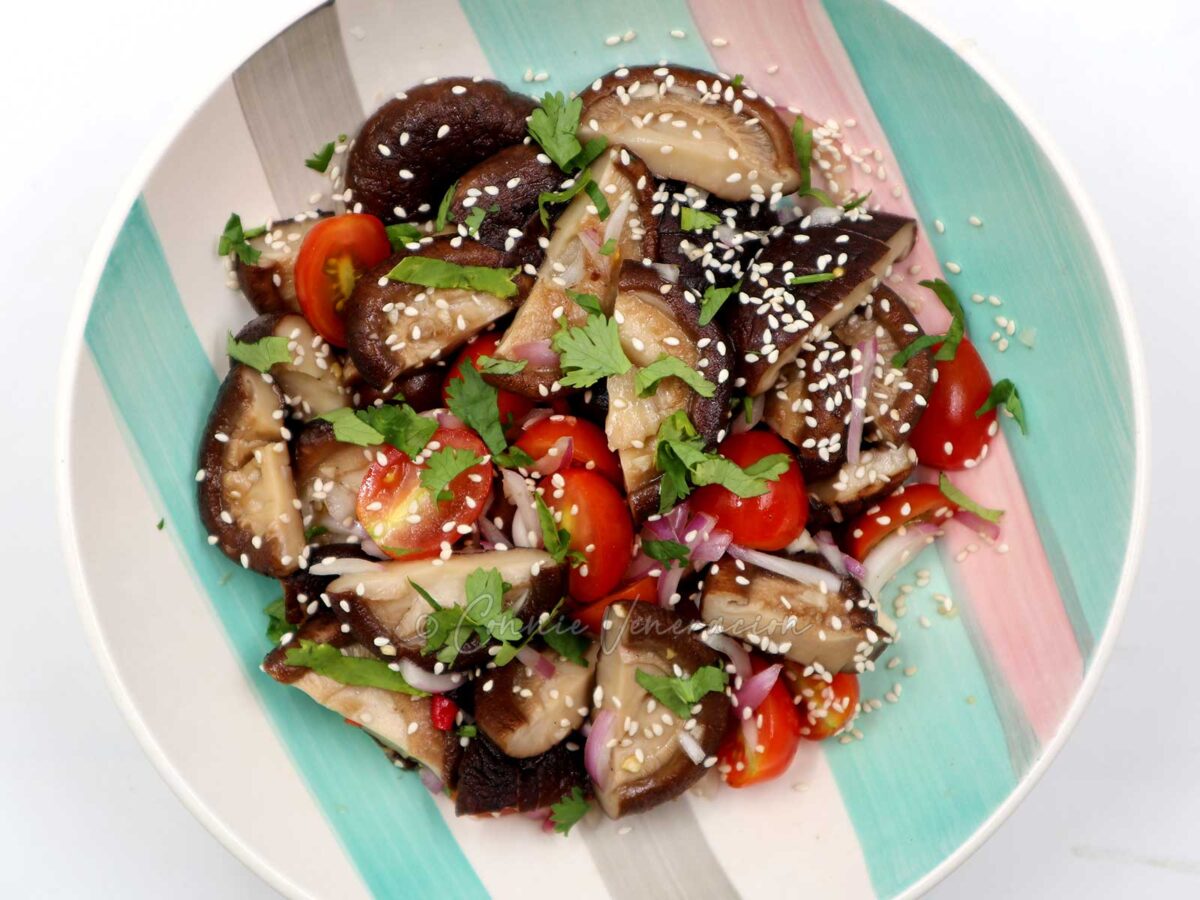 Shiitake and cherry tomato salad