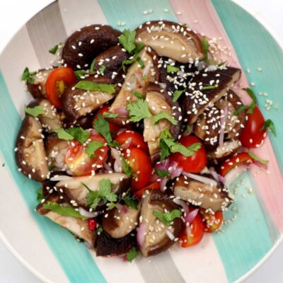 Shiitake and cherry tomato salad