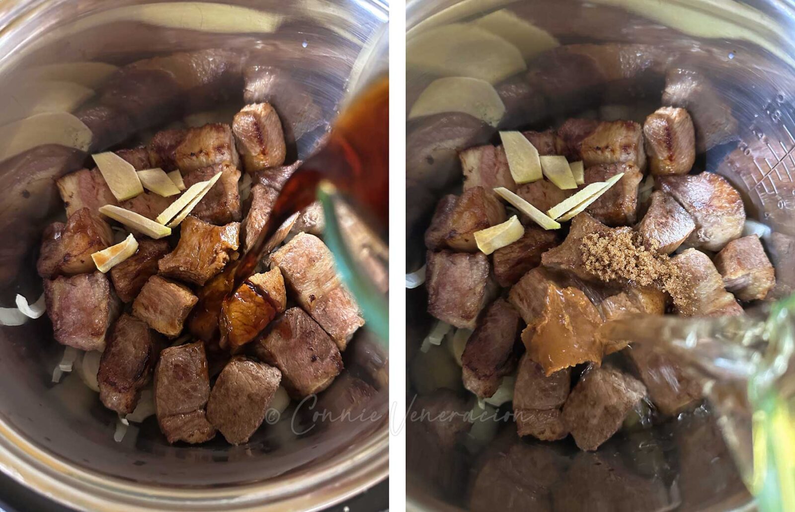 Seasoning browned beef in slow cooker