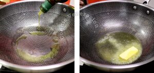 Heating olive oil and butter in a pan
