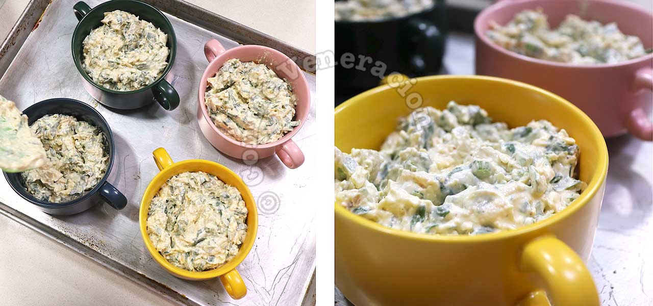 Adding cheddar and mayo to spinach artichoke dip