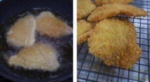 Frying tonkatsu