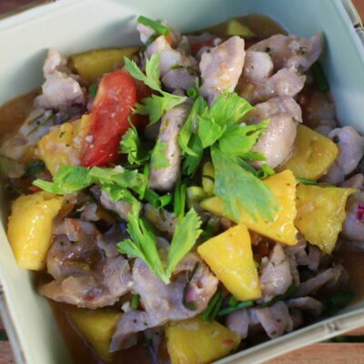 Vietnamese pork and pineapple stir fry (muc xao khom)