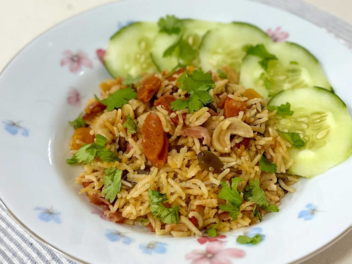 Bacon and sausage pilaf