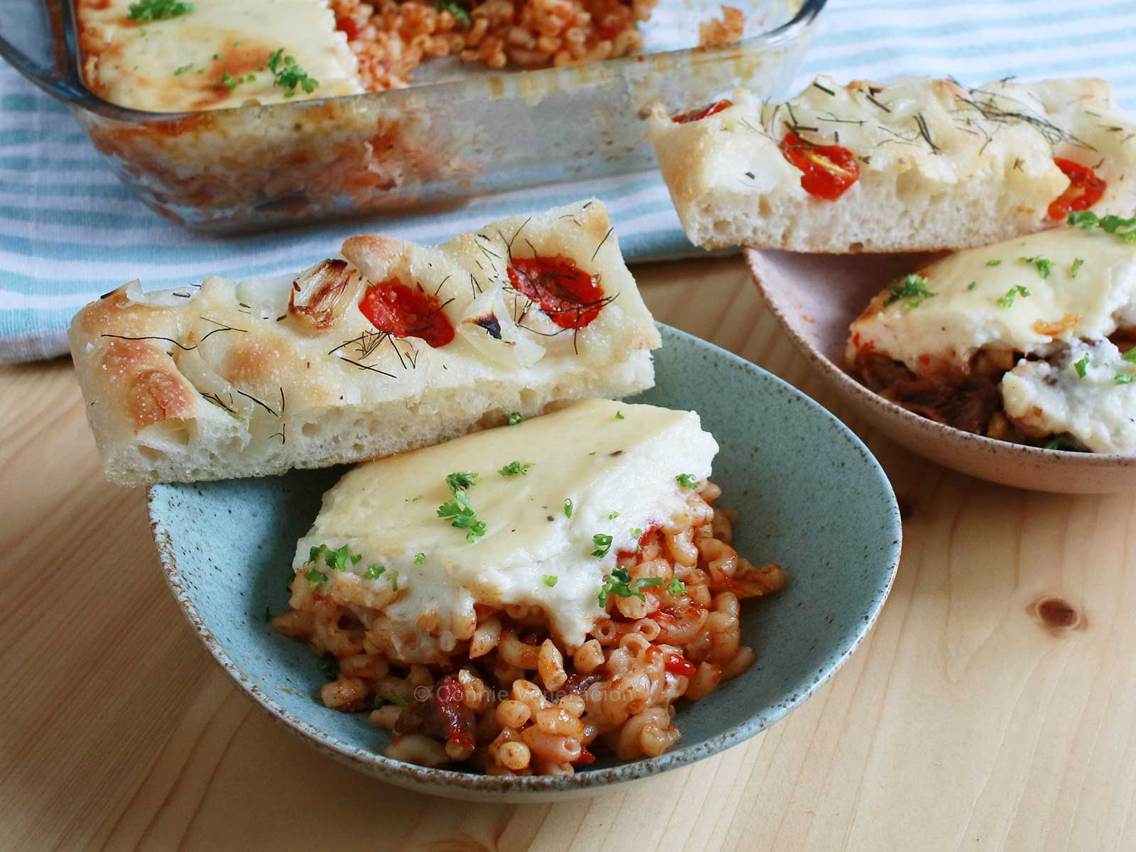 Baked macaroni and beef ragu with Mornay sauce