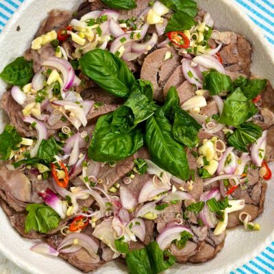 Beef tongue with lemongrass chili sauce