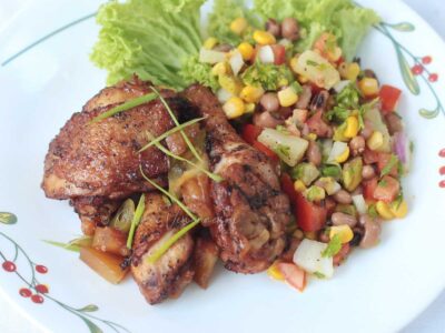 Beer-braised chicken with pineapple and chilies