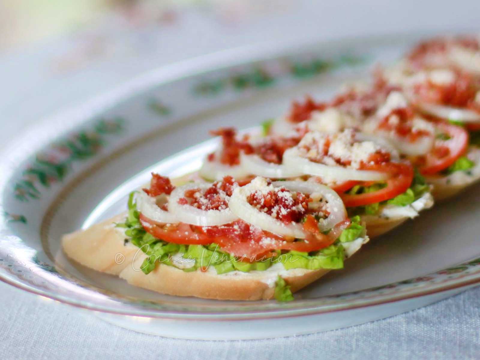 Bacon, lettuce and tomato bruschetta