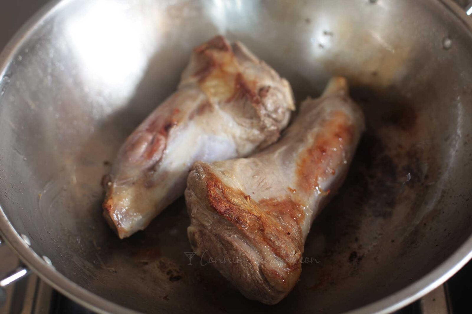Browning lamb shanks