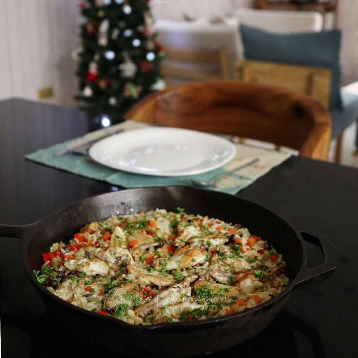 Chicken, mushrooms and rice casserole