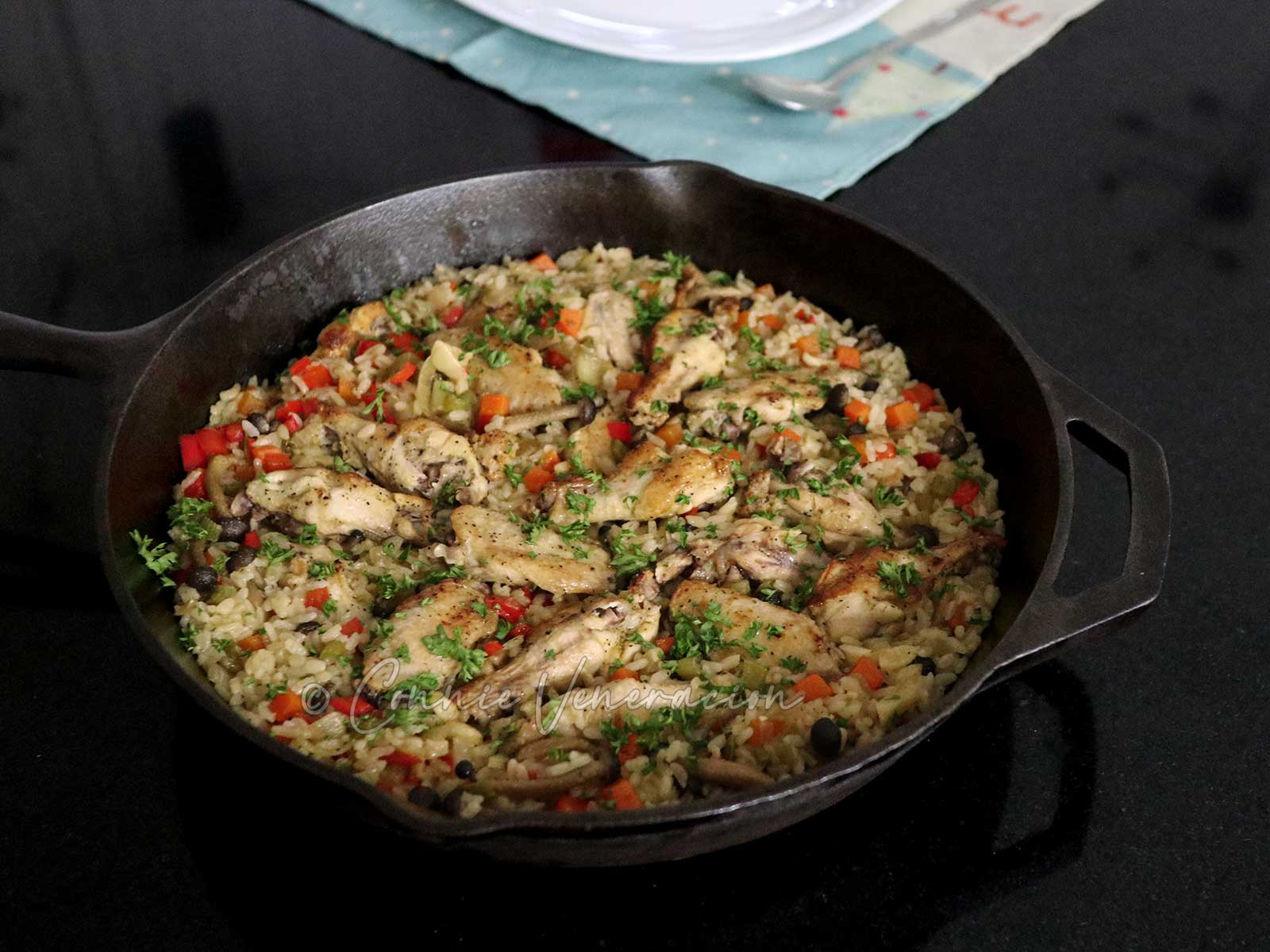 Chicken, mushrooms and rice casserole