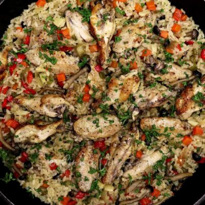 Chicken, mushrooms and rice casserole