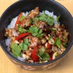 Chicken with chili peanut sauce