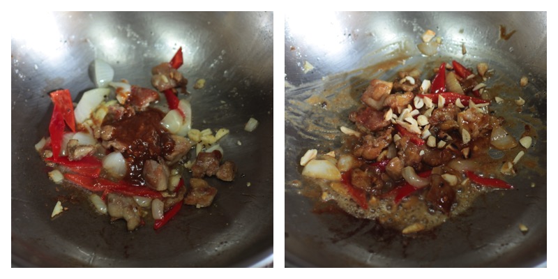 Chili Peanut Sesame Chicken Recipe, Step 2: Add sauces