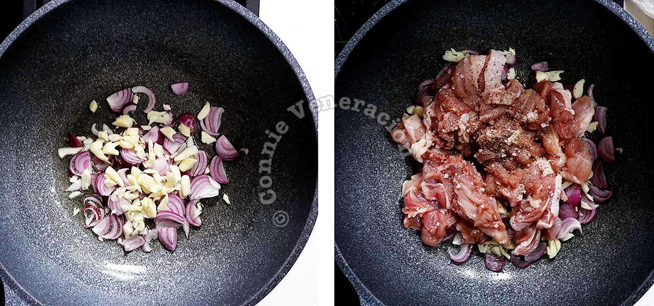 Sauteeing spices before adding chicken