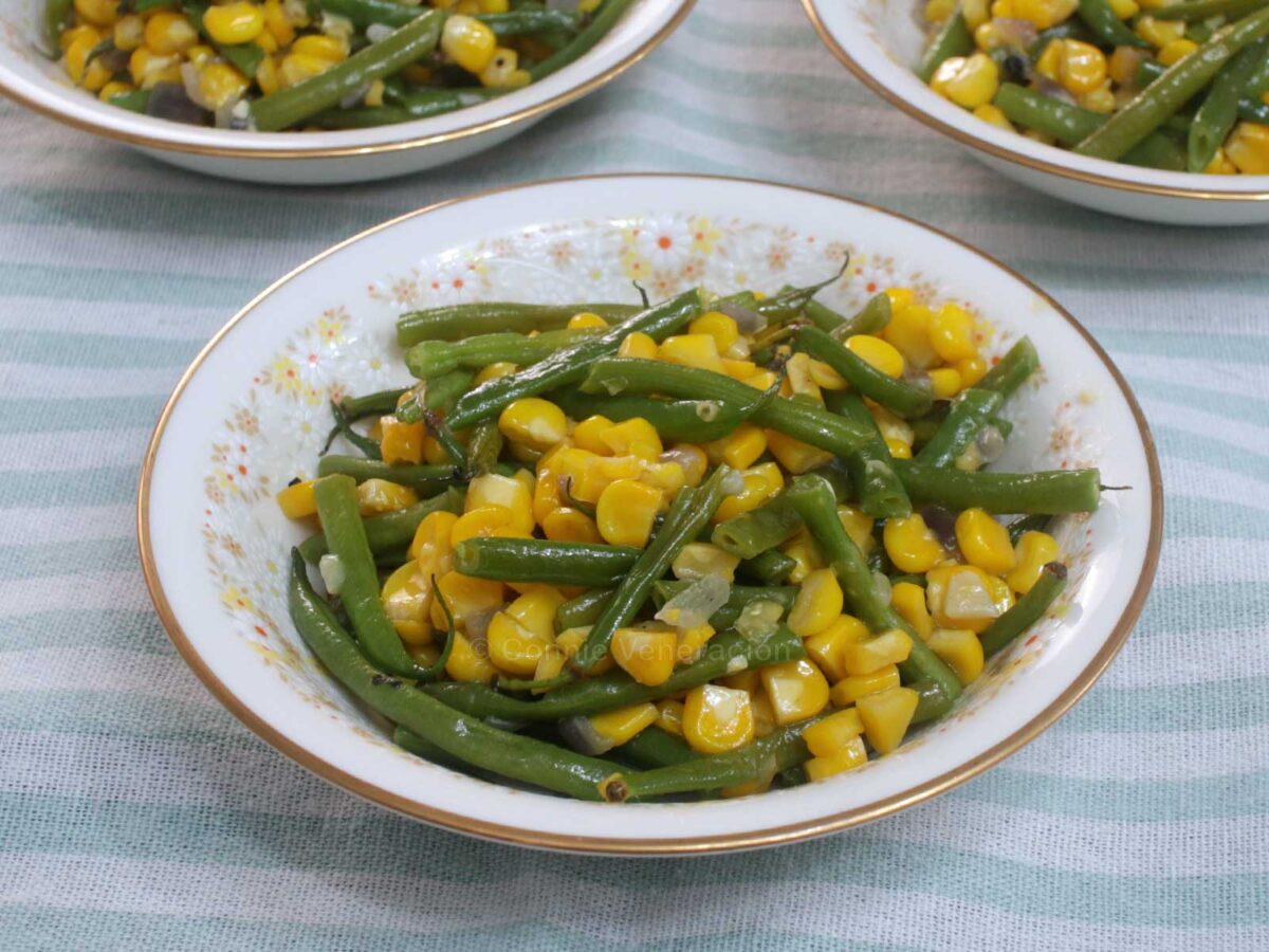 Garlic butter corn and green beans