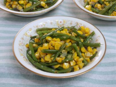 Garlic butter corn and green beans