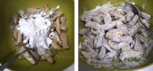 Cooked beef tripe tossed in starch