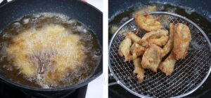 Deep frying beef tripe