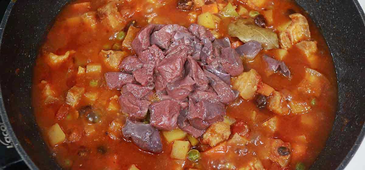 Adding pork liver to Filipino menudo