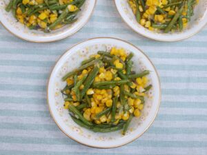 Garlic butter corn and green beans