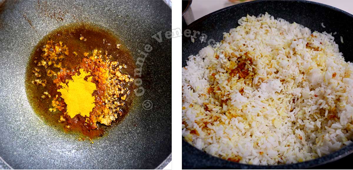 Cooking Filipino Java rice in wok