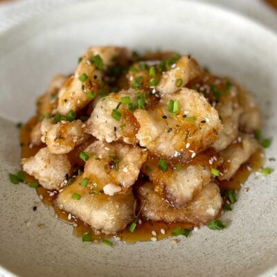 Crispy mahi-mahi with lime and orange sauce