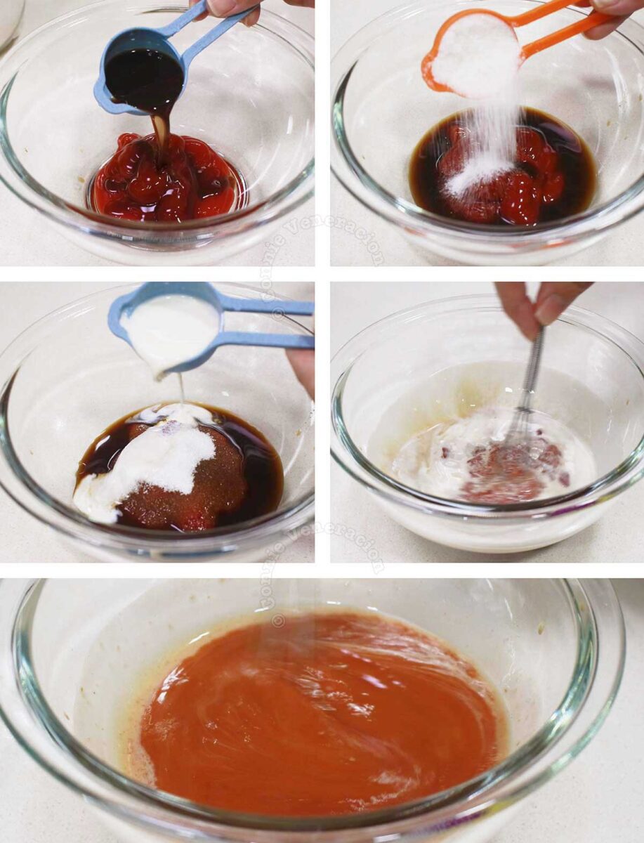 Steps in making sauce for Naporitan (Japanese ketchup spaghetti)