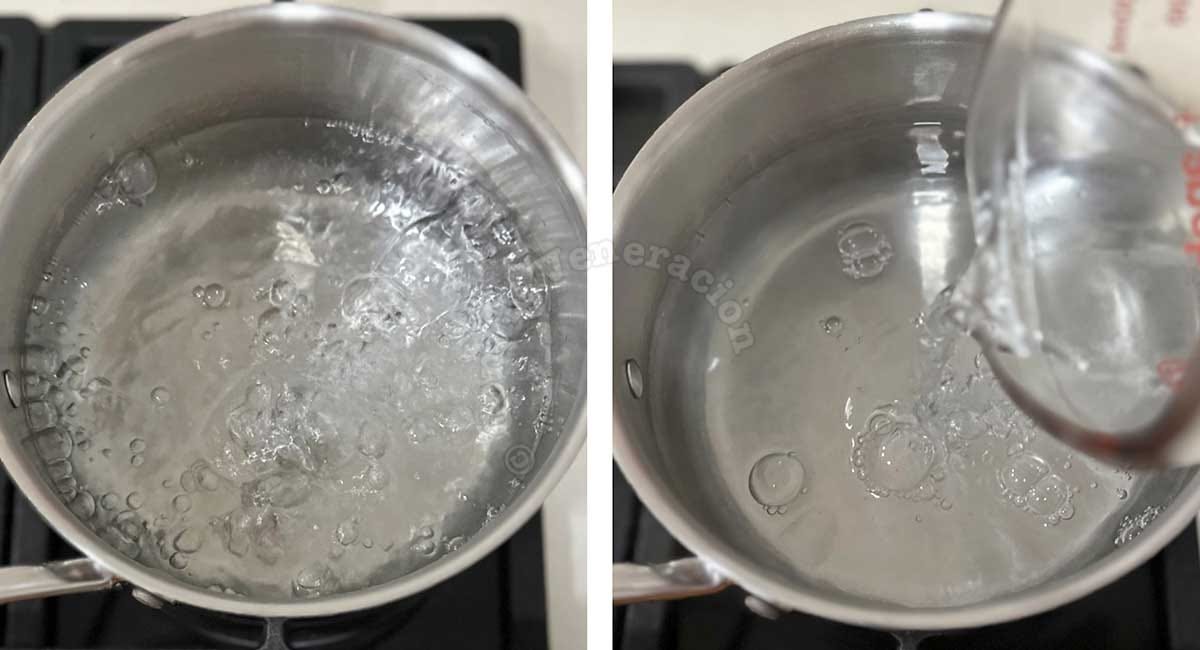 Prepping water for making Hot spring egg (onsen tamago)