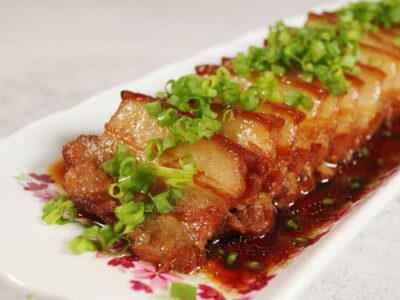 Chinese red-braised pork belly (hong shao rou)