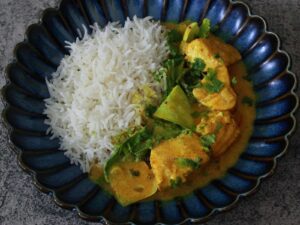 Salmon curry rice bowl