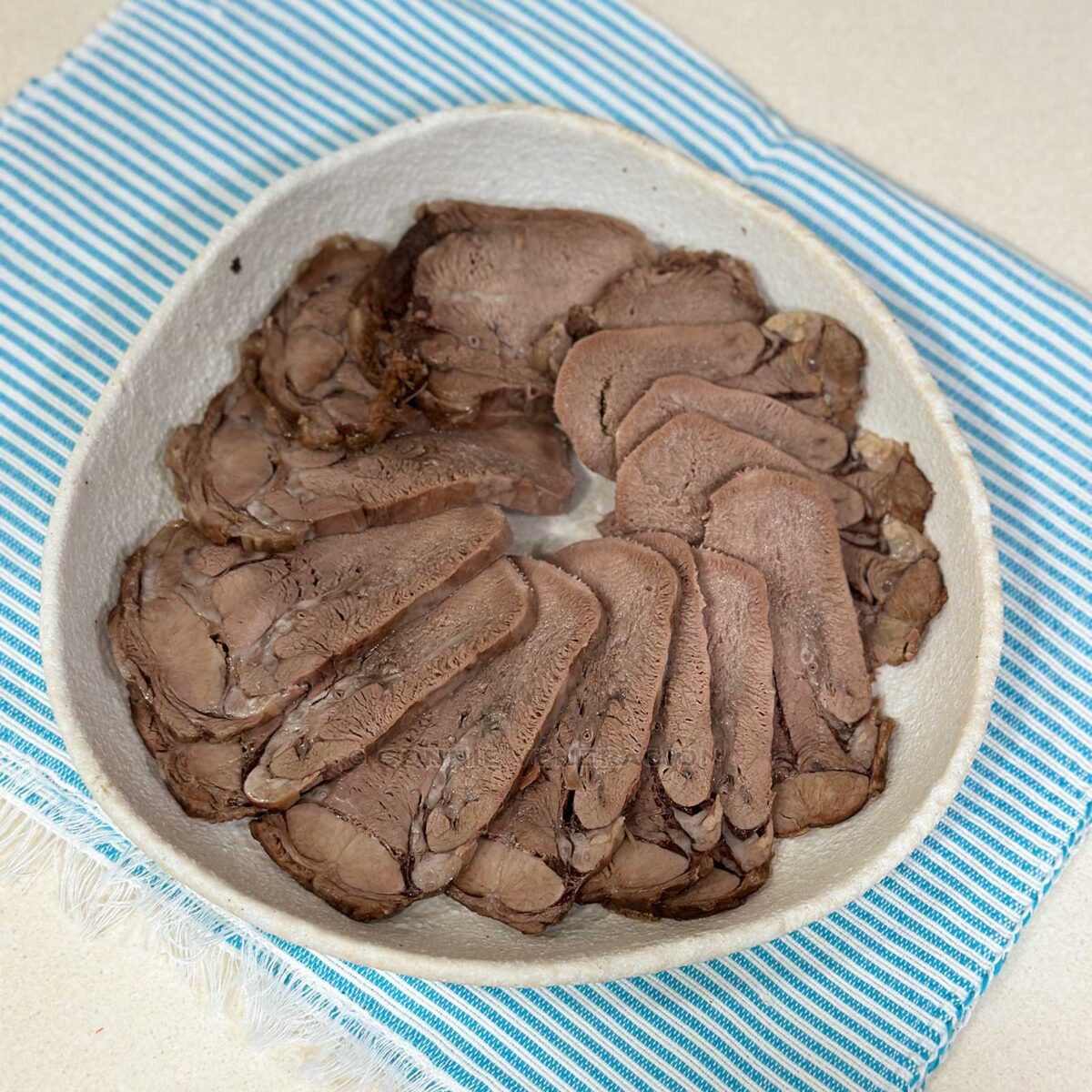 Sliced beef tongue